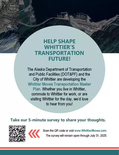 Flyer describing the Whittier Moves survey opportunity