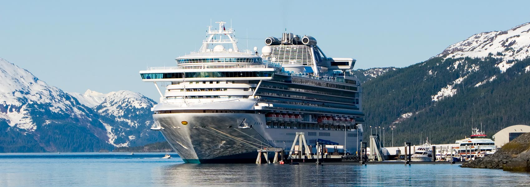 Cruise ship docked in Whittier